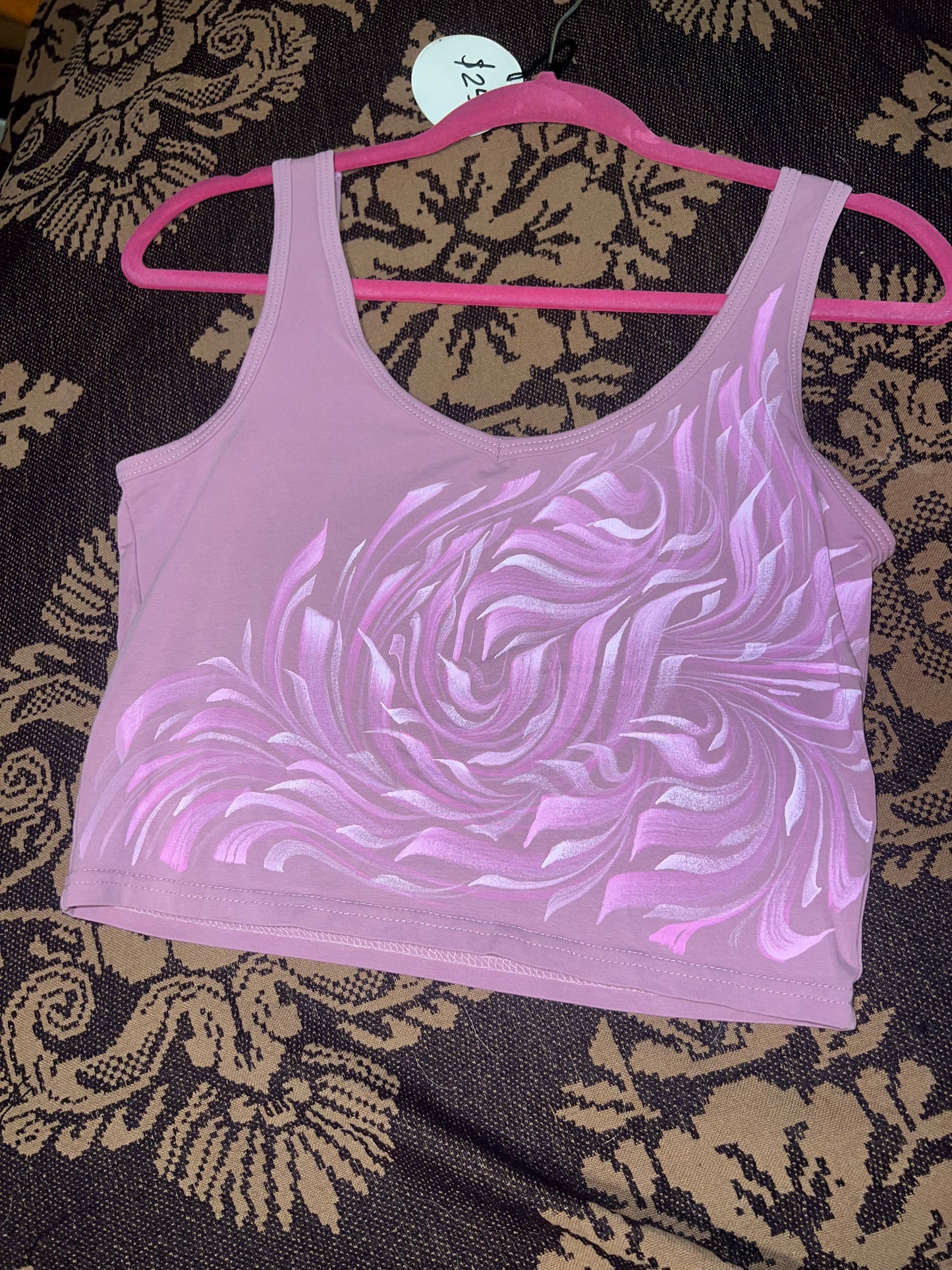 *Pink hand painted crop top - Large by SEIP (Apparel)