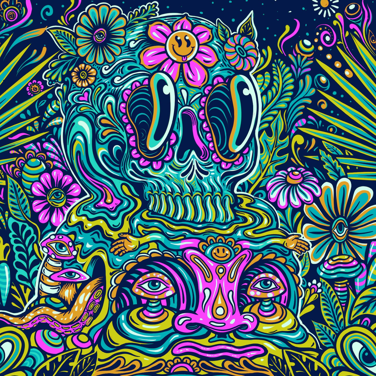 Tip Skulls - 8 x 8 by Mr. Melty (Canvas Print)