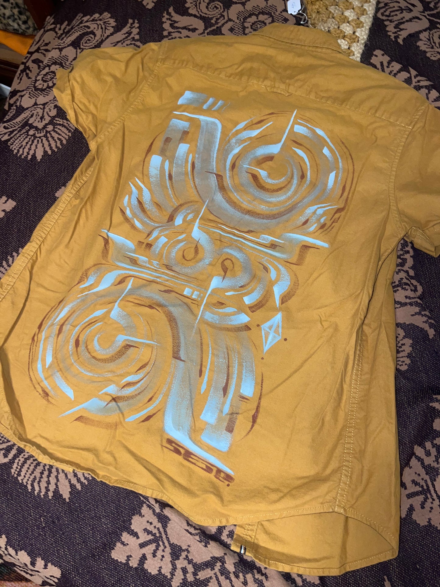 *Mustard colored button down short sleeve - Medium by SEIP (Apparel)