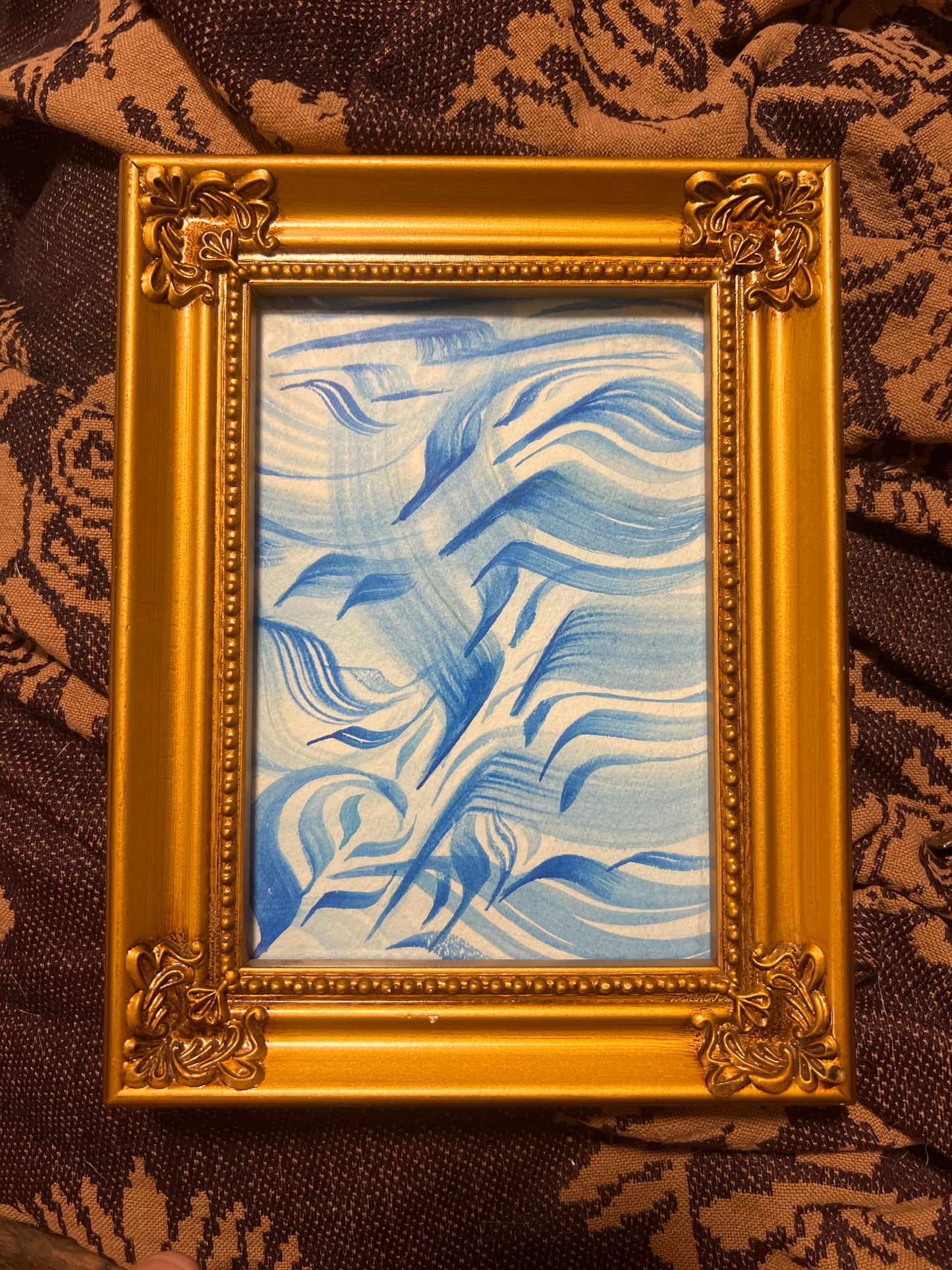 *Blue water color gold frame - 9 x 7 by SEIP (Original)