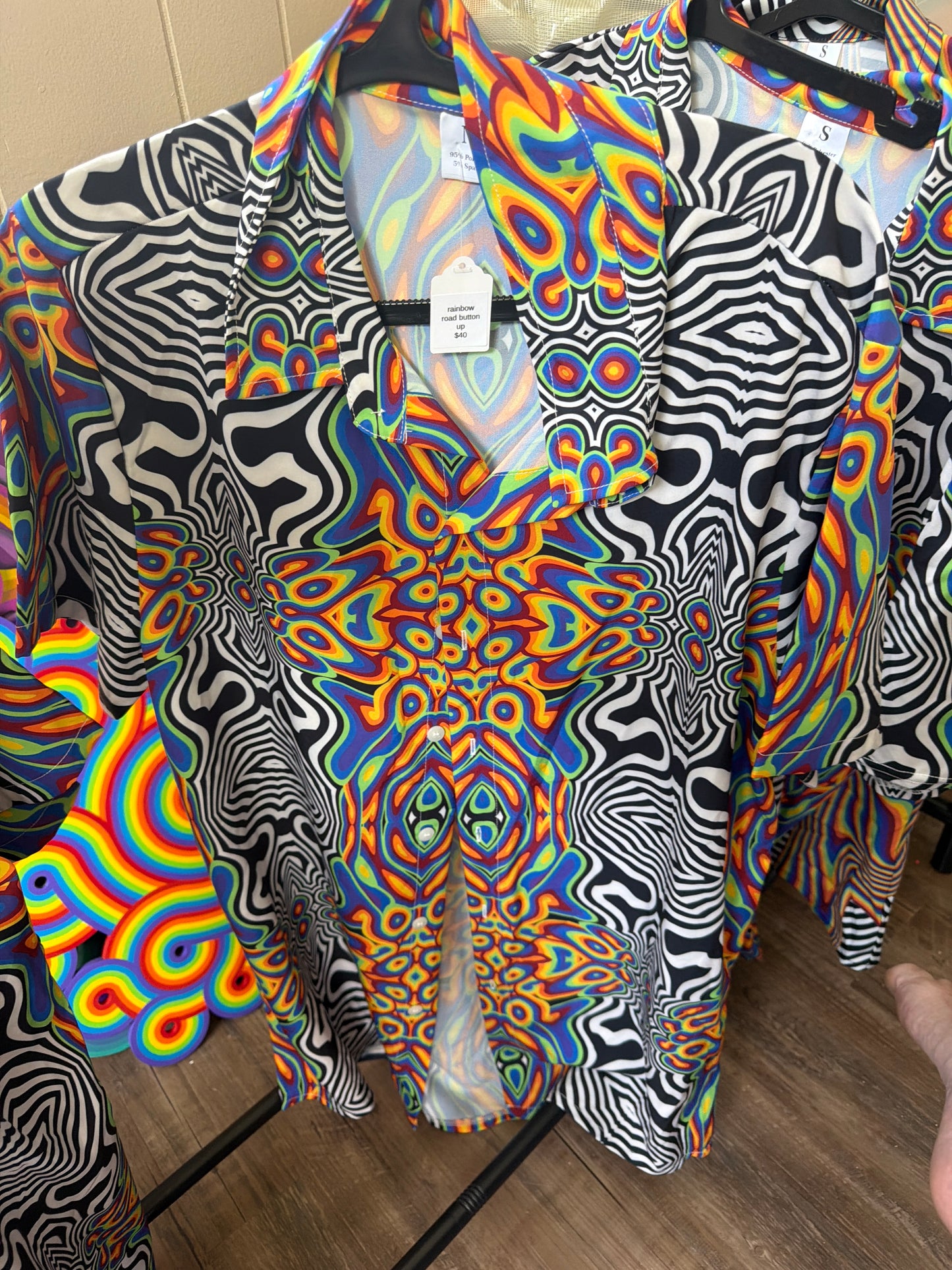 Rainbow road button up - Medium by Technocolor (Apparel)