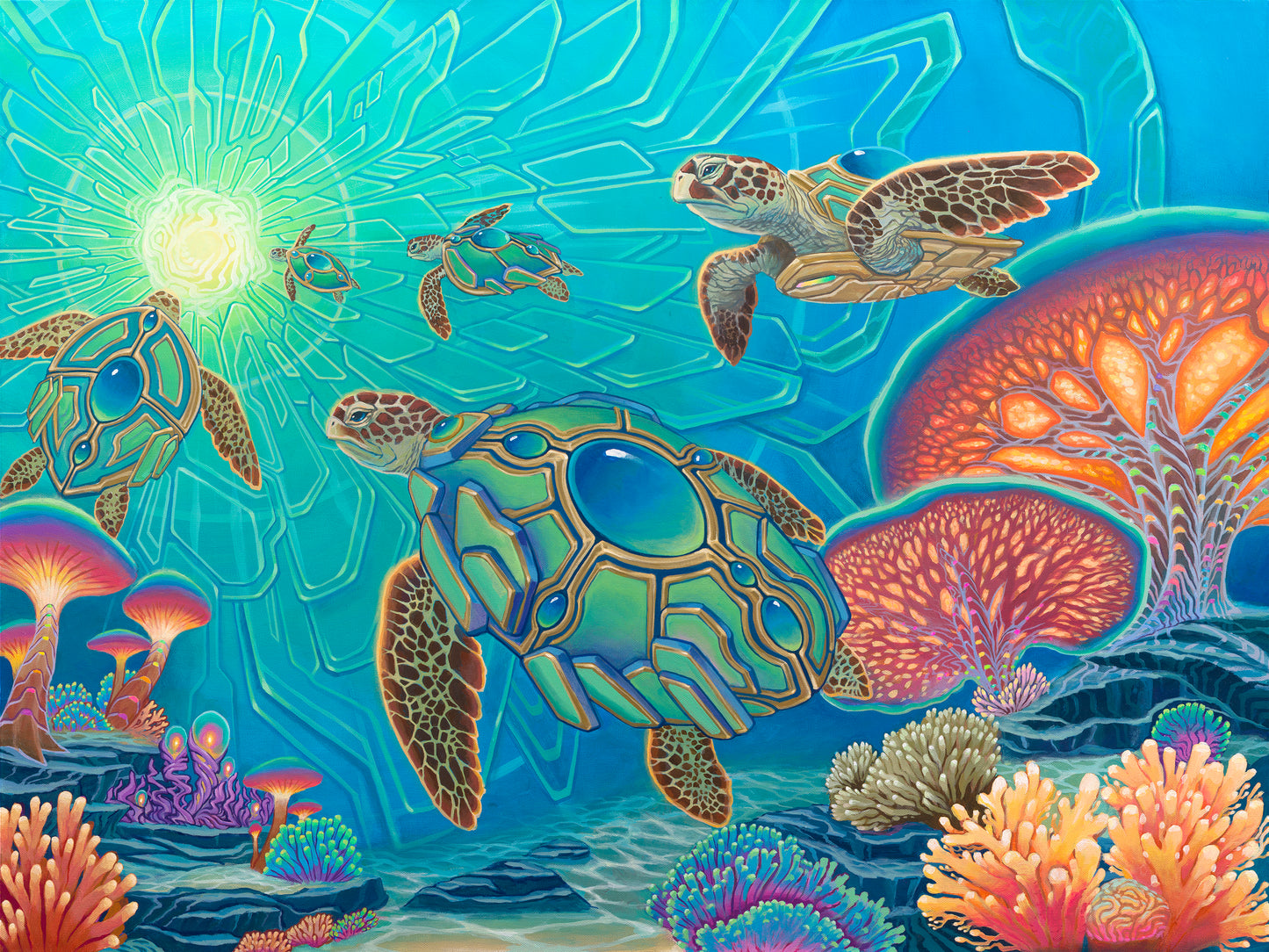 Psyturtles - 24 x 32 by Sean Zenner (Canvas Print)