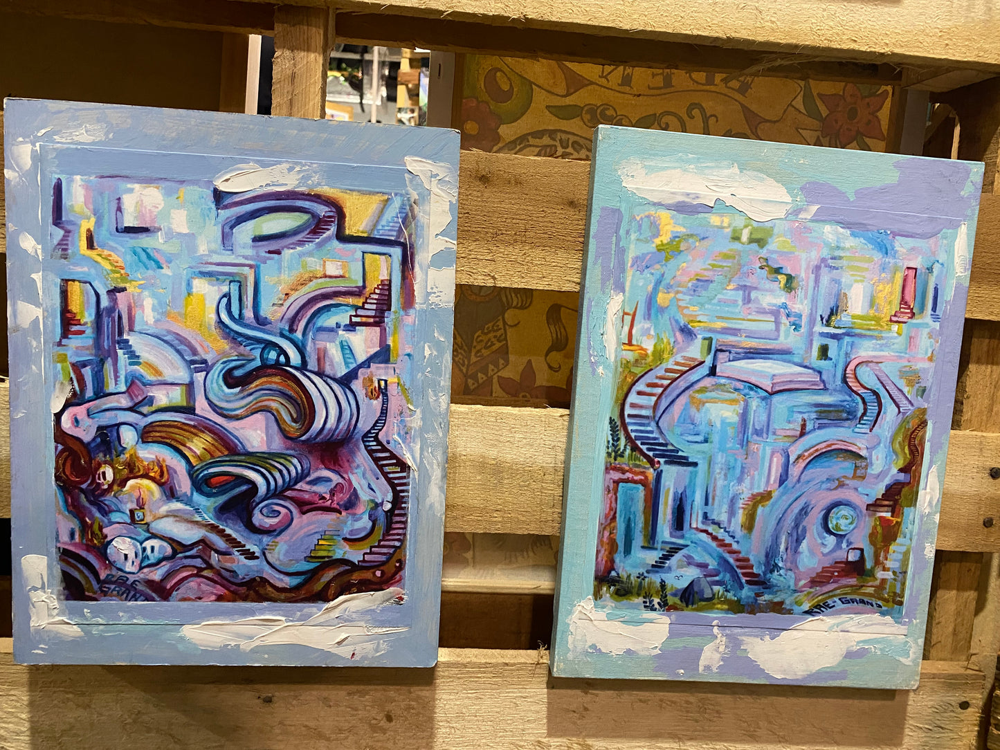 *Embellished Cloud painting prints - 14 x 11 by Rae Grand (Canvas Print)