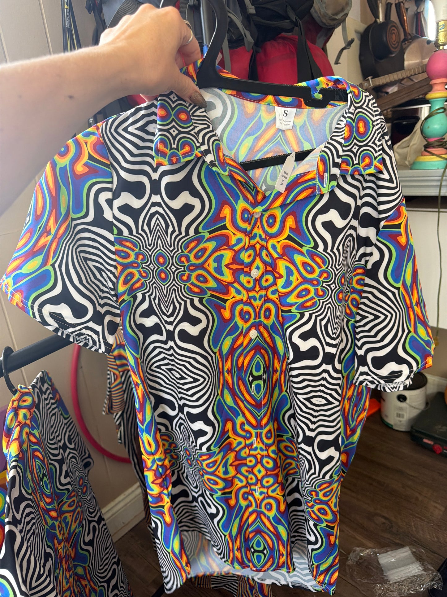 Rainbow road button up - Large by Technocolor (Apparel)