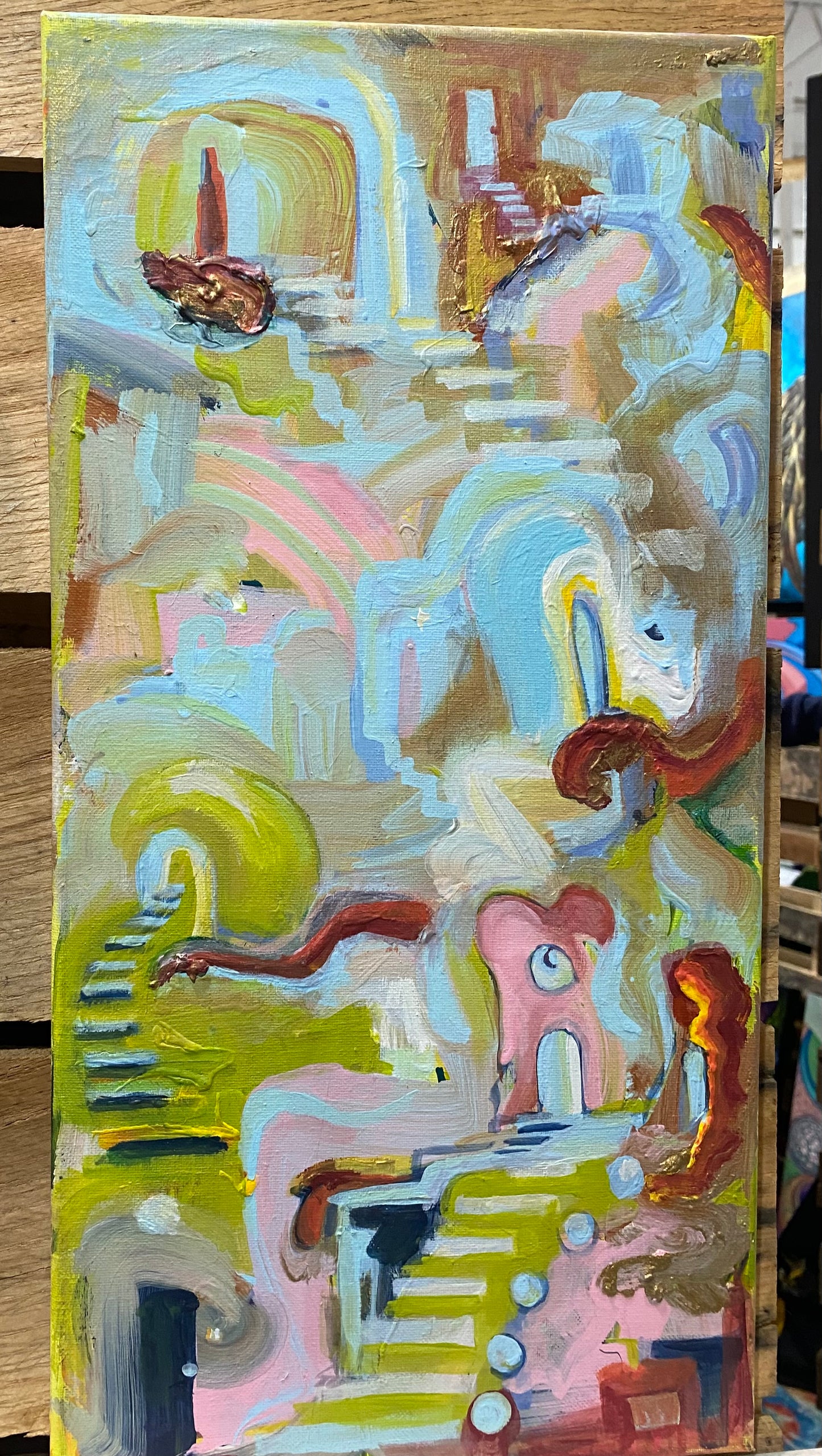 *Saintly Staircase Somewhere - 18 x 8 by Rae Grand (Original)