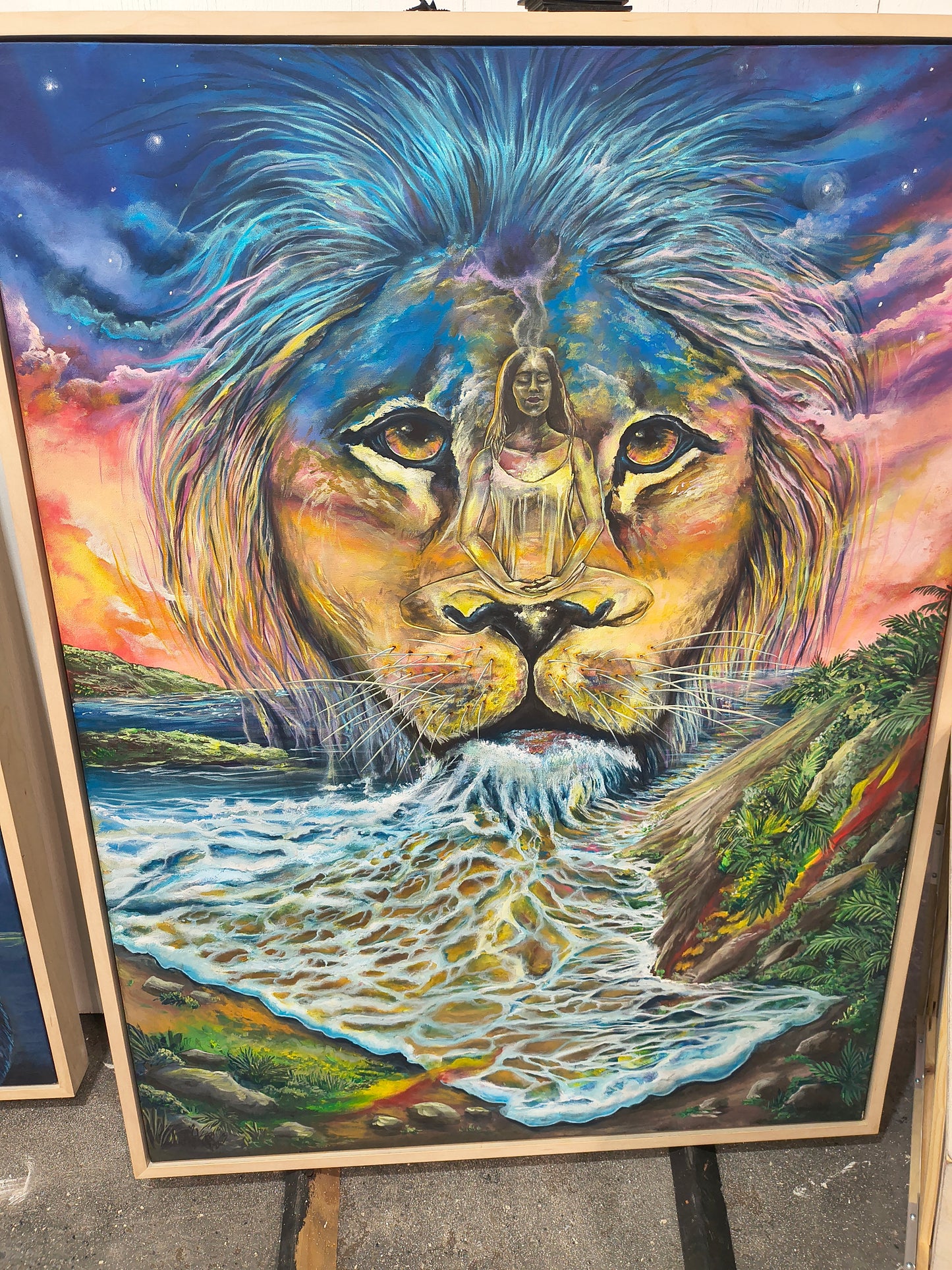 *Lion Goddess Meditation - 48 x 36 by Ania Amador (Original)