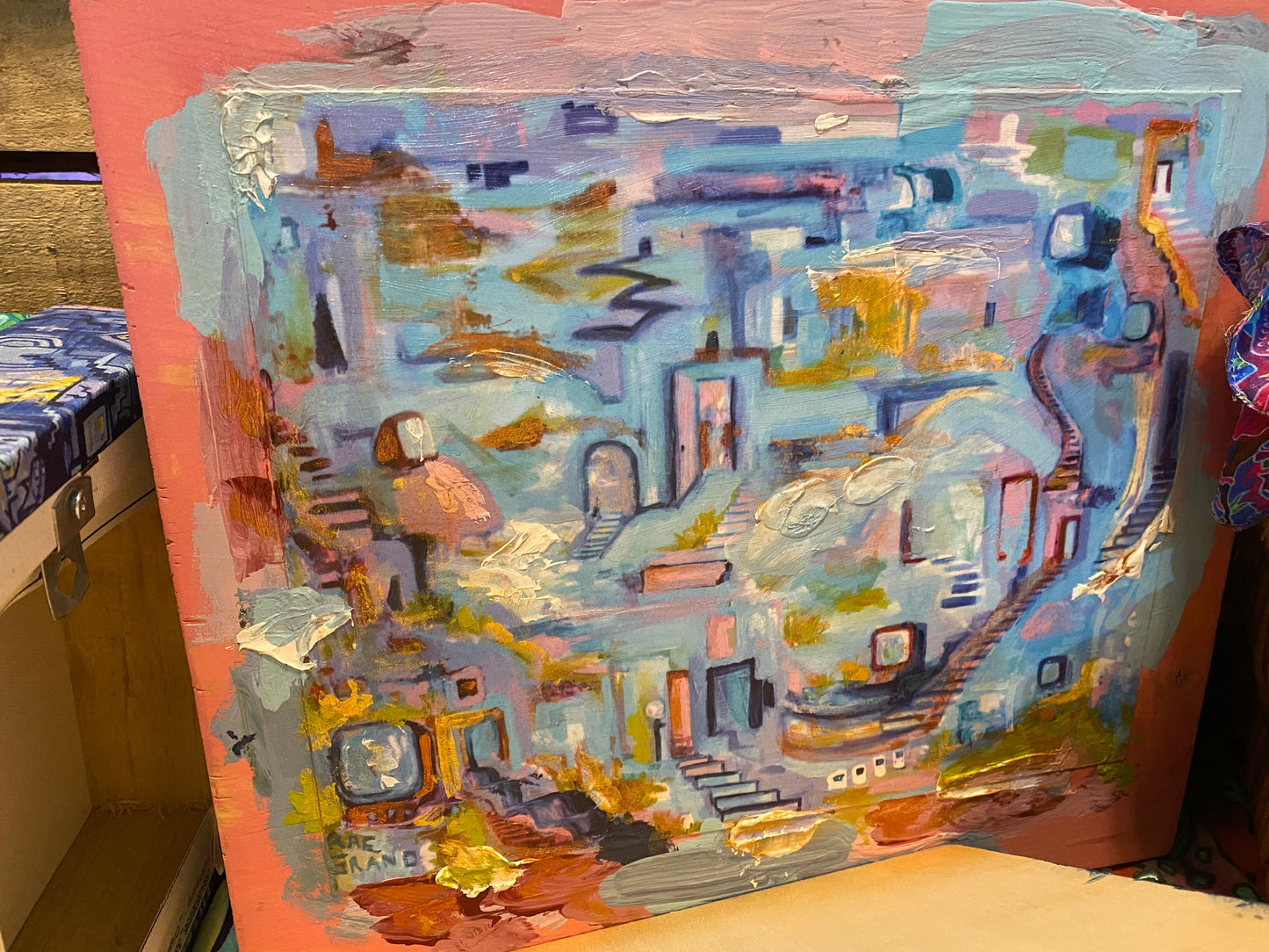 *Embellished print on wood - 14 x 11 by Rae Grand (Canvas Print)