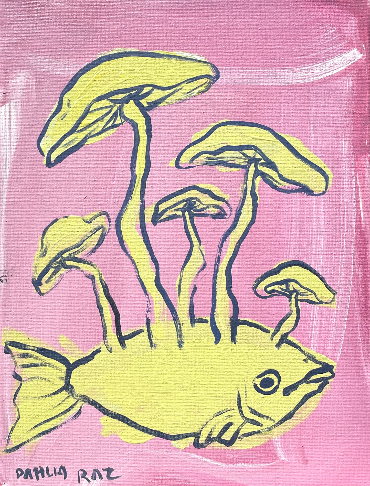 *Yellow Mushroom Fish - 12 x 9 by Dahlia Raz (Original)