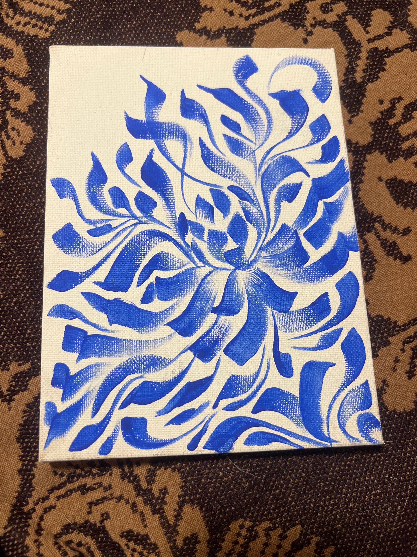 *Blue on white floral abstract - 8 x 6 by SEIP (Original)