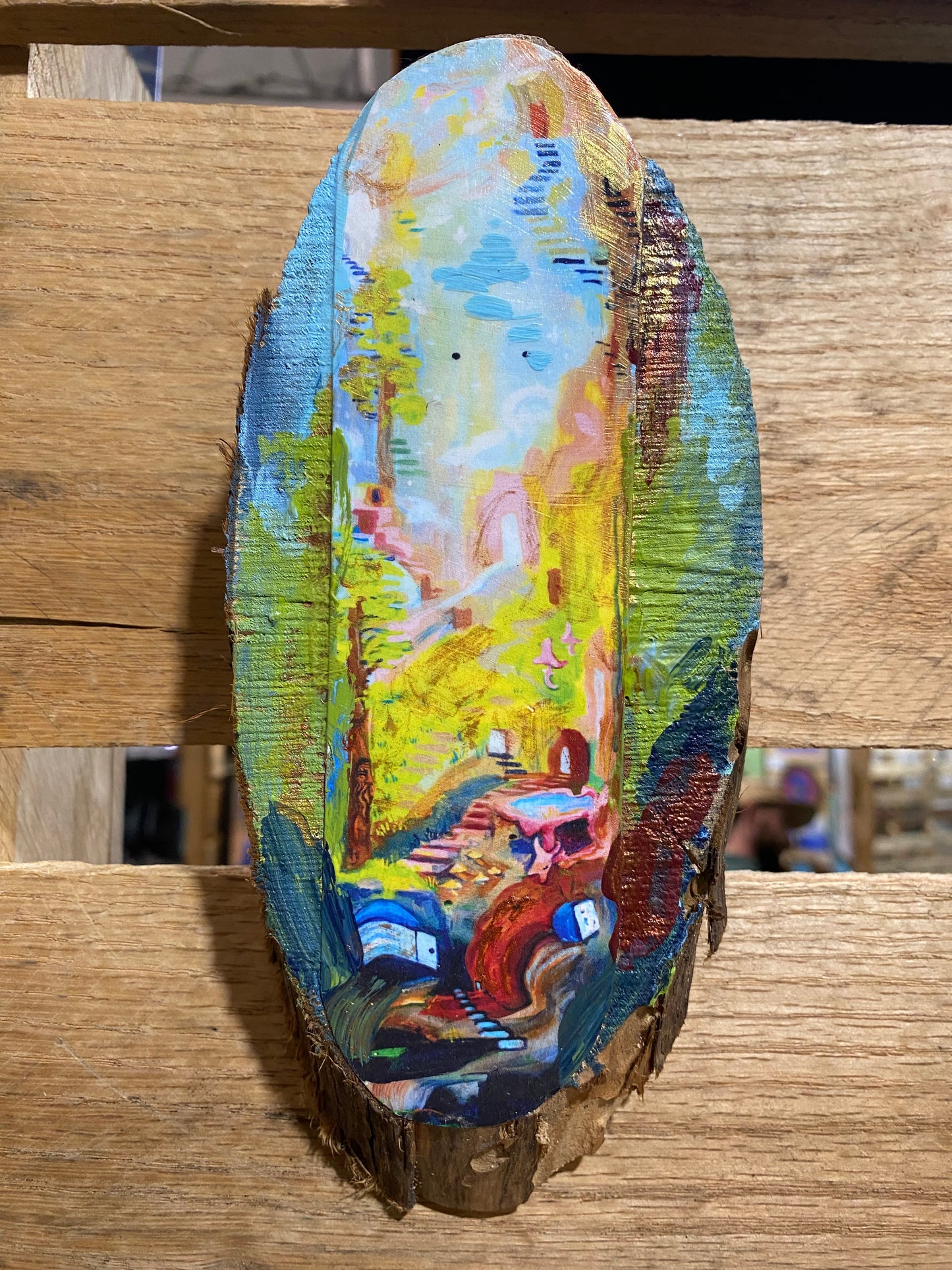 *Glitch on Wood - 6 x 2 by Rae Grand (Other)