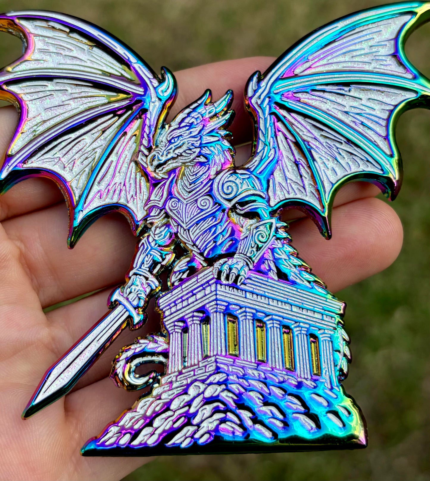*Pin - "Roll for Initiative" 2 piece pin set - Dragon - 3.5 x 4 by Sanzone Art (Accessory (pins, patches, etc))