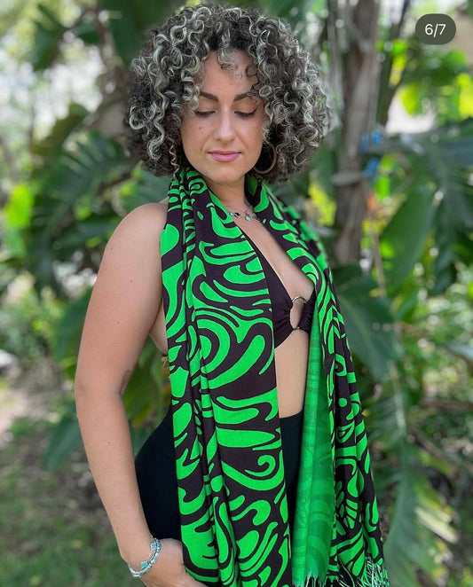 *Green Eye Swirl Pashmina - One Size Fits All by Chaya Av (Apparel)