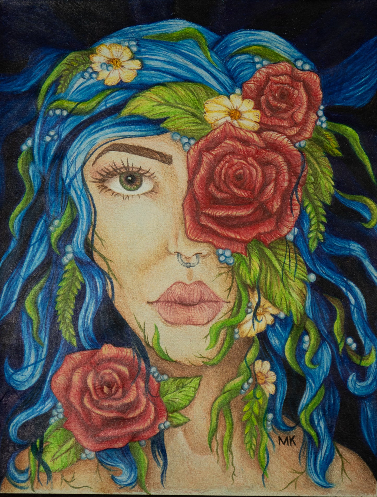 *Blue garden  - 11 x 8.5 by Micah Jewel (Original)