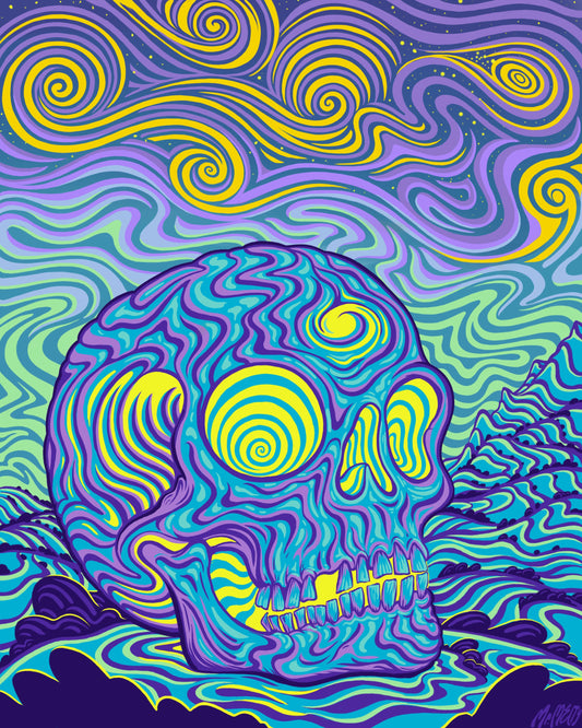 Mountain Glow Skull - 8 x 10 by Mr. Melty  (Canvas Print)