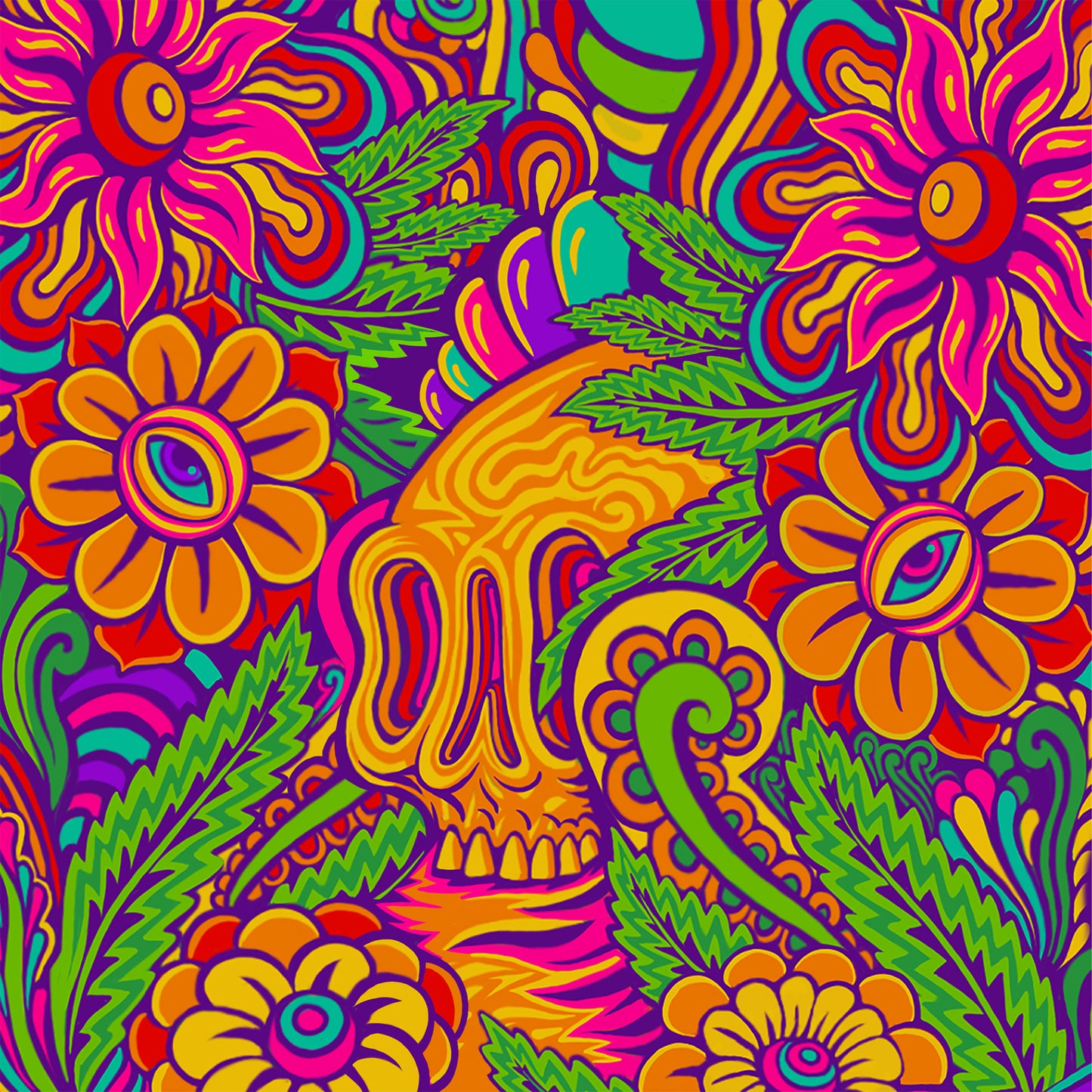 Flower Skull - 8 x 8 by Mr. Melty  (Canvas Print)