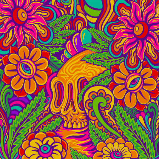 Flower Skull - 8 x 8 by Mr. Melty  (Canvas Print)