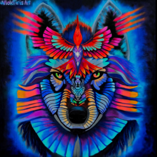 Resonate wolf - 10 x 10 by VioletIris (Canvas Print)