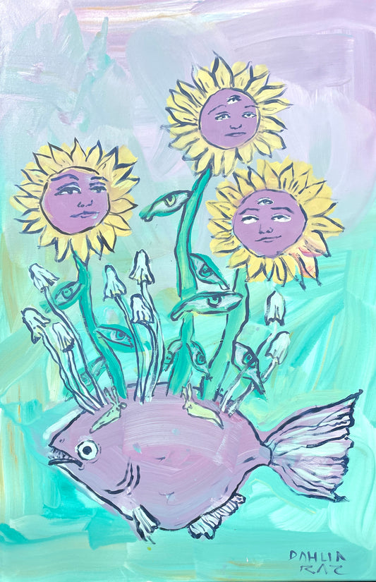 *Fish and Flowers - 36 x 24 by Dahlia Raz (Original)