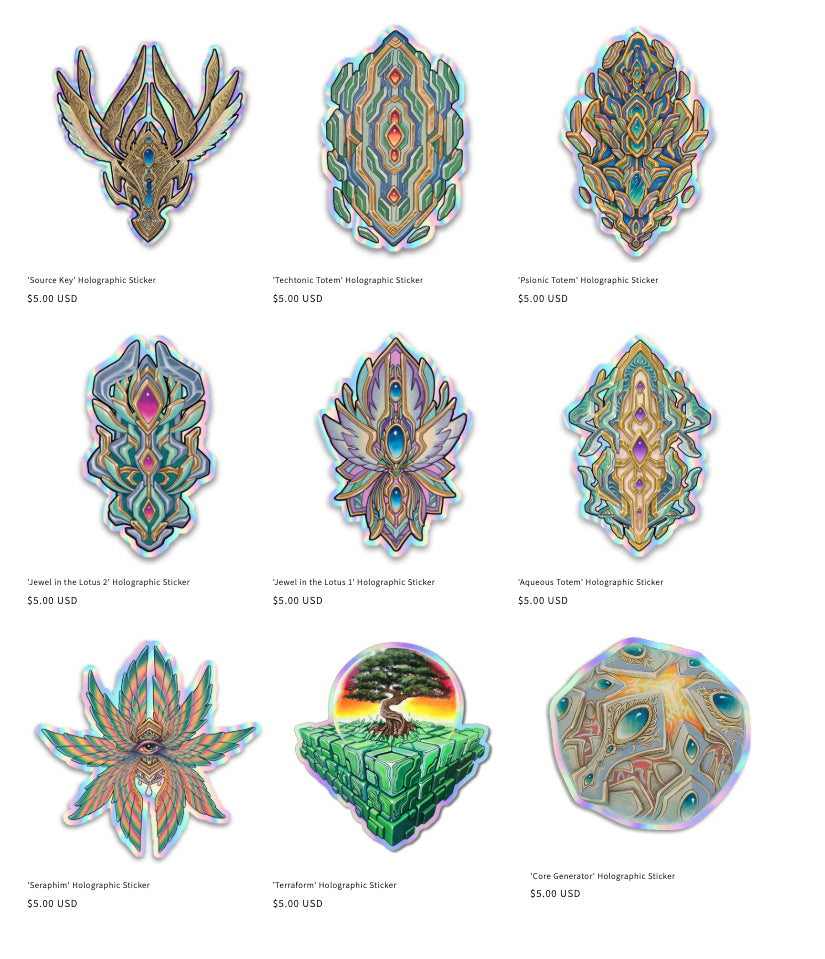 Holographic Sticker Packs (all 9 stickers together) - 4 x 3 by Sean Zenner (Stickers)
