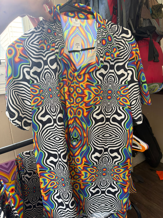 Rainbow road button up - 2X by Technocolor  (Apparel)