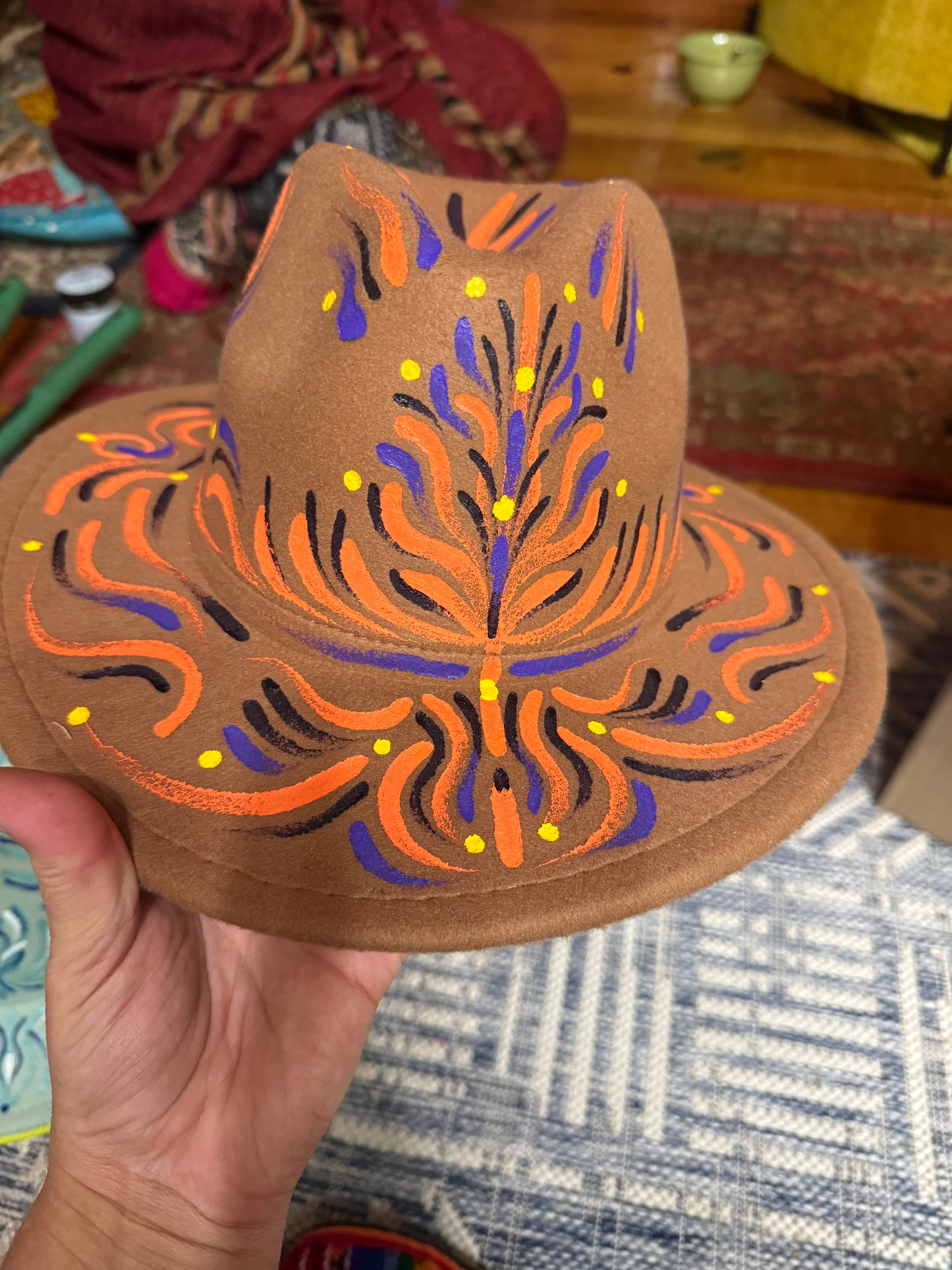 *Hand~painted fedora ~ brown - Medium by Spero Art (Apparel)