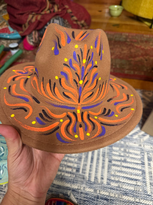 *Hand~painted fedora ~ brown - Medium by Spero Art (Apparel)