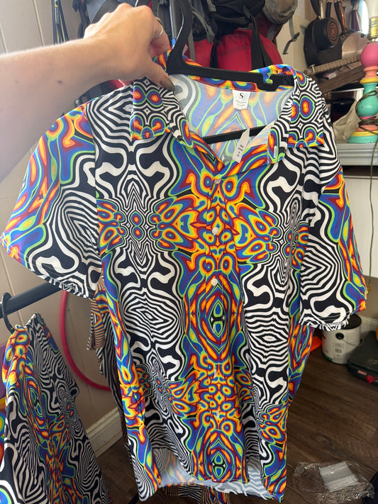 Rainbow road button up  - Large by Technocolor  (Apparel)