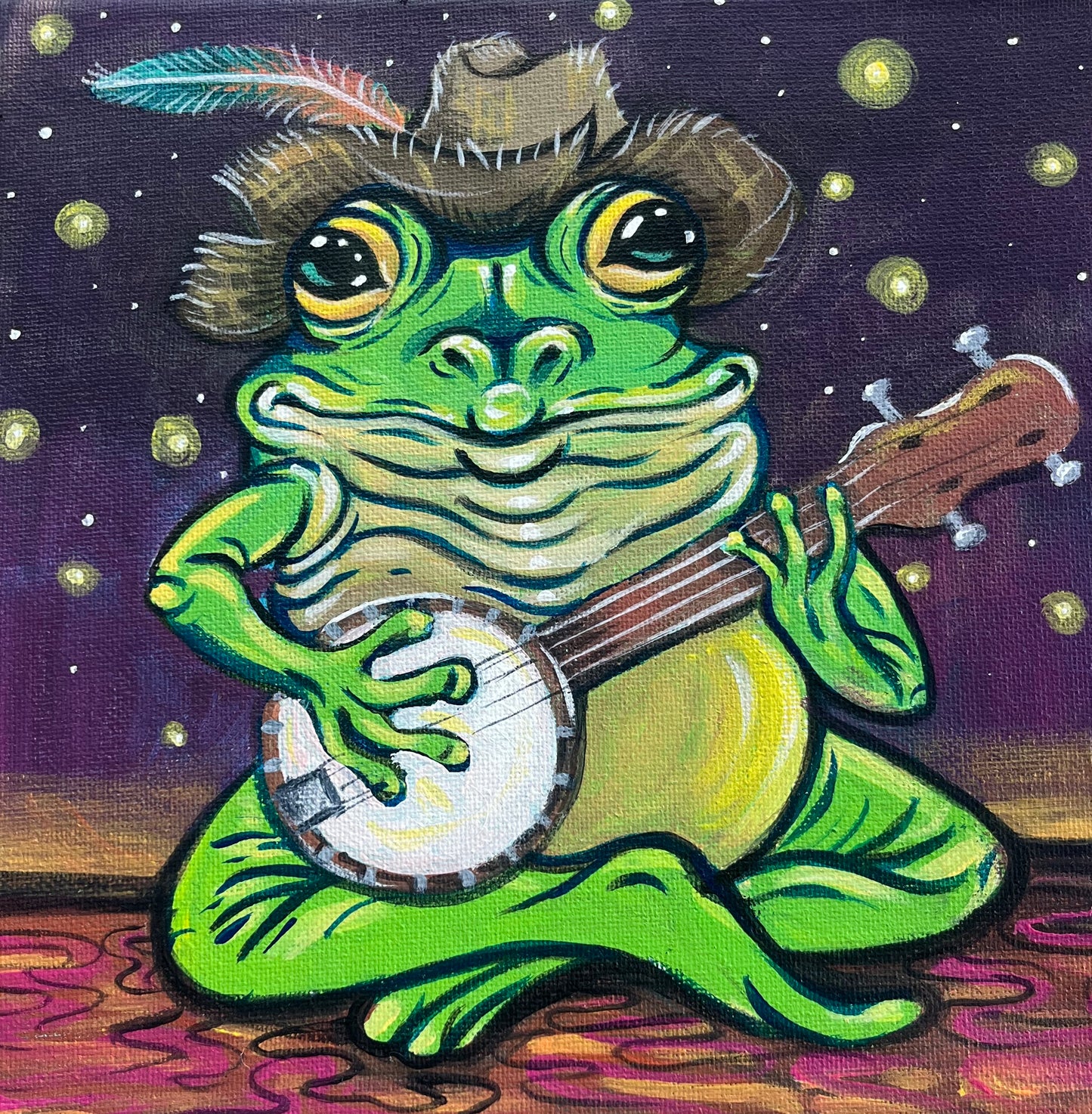 *Funky Bull Frog - 8 x 8 by Ashley Simota (Original)