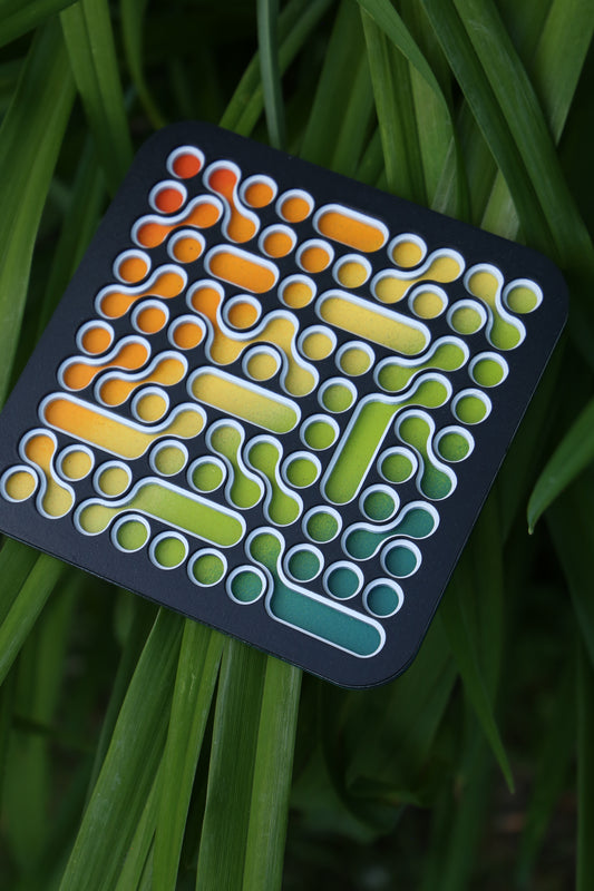 Zeros and Ones - Cool Rainbow - 6 x 6 by Subloominal  (3D Sculpture)