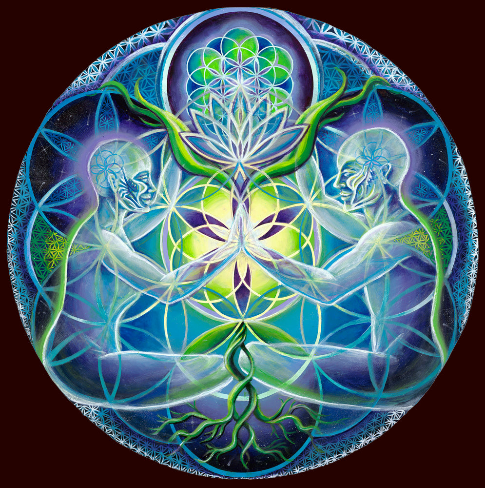 Flowering of Divine Unification - 8 x 8 by Morgan Mandala  (Canvas Print)