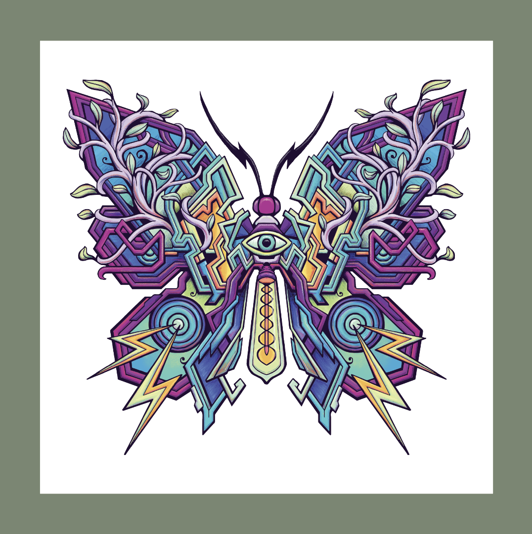 *Electrofly (Butterfly) - 5 x 5 by Rutherford (Poster Print)