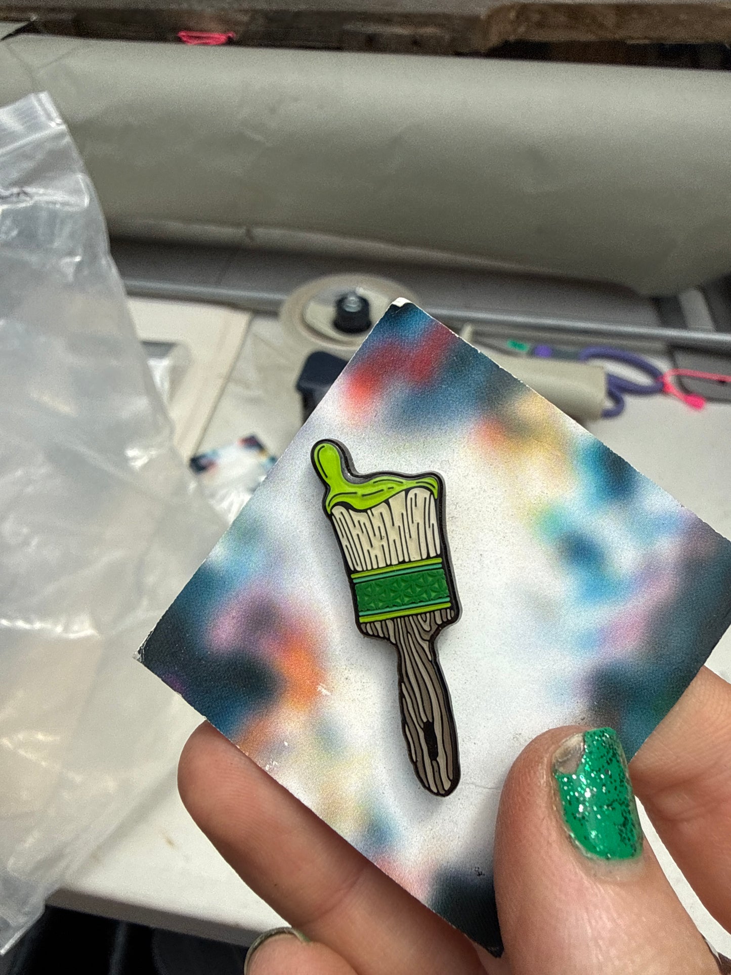 *Green paintbrush pin - 1 x 1 by Art in Session (Accessory)