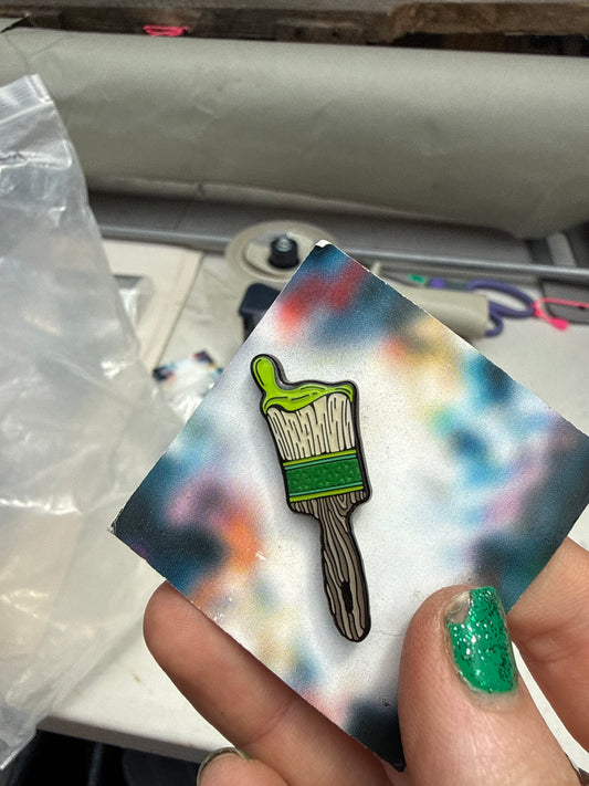 *Green paintbrush pin - 1 x 1 by Art in Session (Accessory)