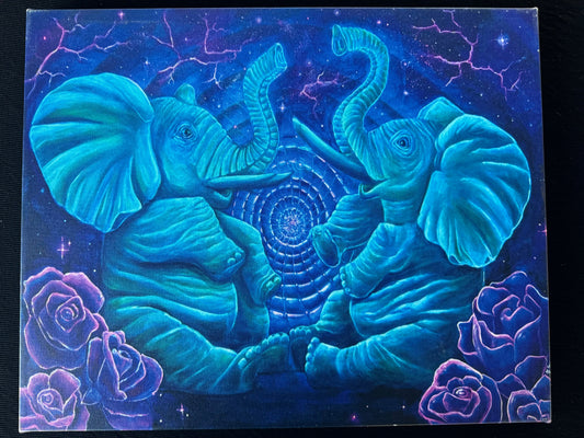 Elephants in the Vortex - 8 x 12 by Ania Amador (Canvas Print)
