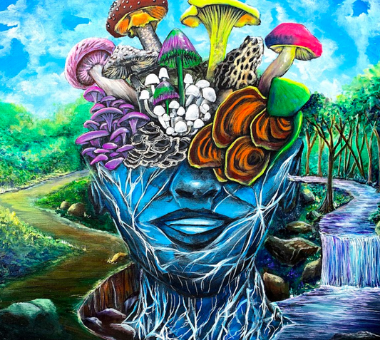 Mycelium Mindset (Anamorphosis Art) - 8 x 8 by Ania Amador (Canvas Print)