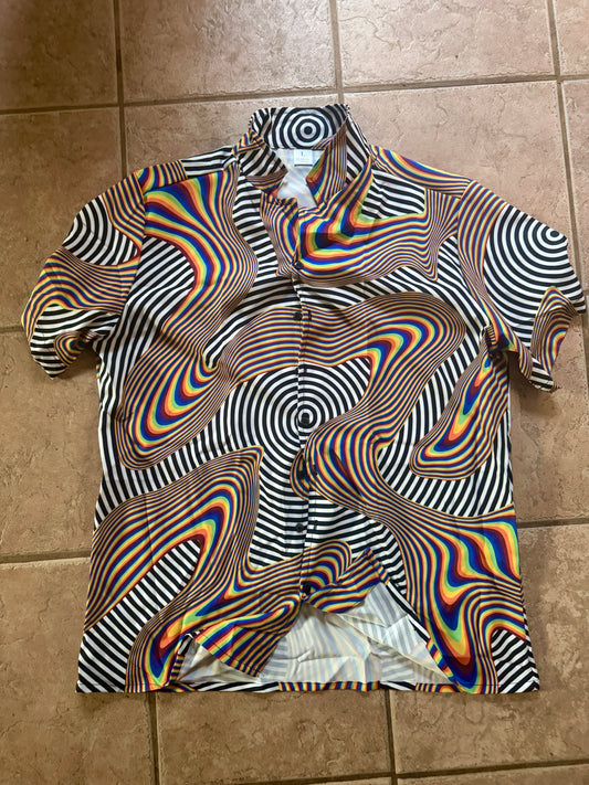 rainbow swirl button up - Medium by Technocolor  (Apparel)