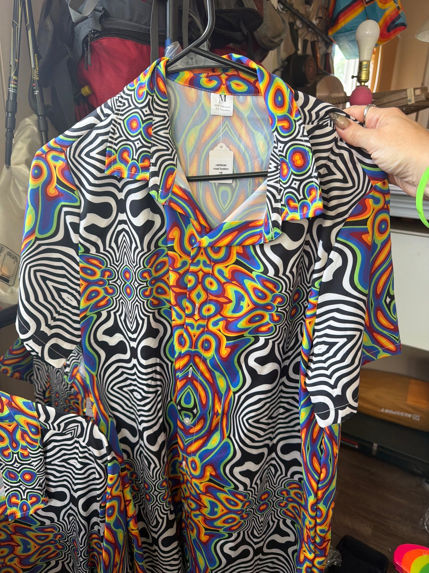 Rainbow road button up  - Extra Large by Technocolor  (Apparel)