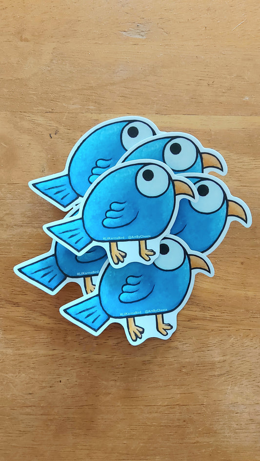 *KARMA BIRD BLUE - 3 x 4 by CHEETA (Stickers)