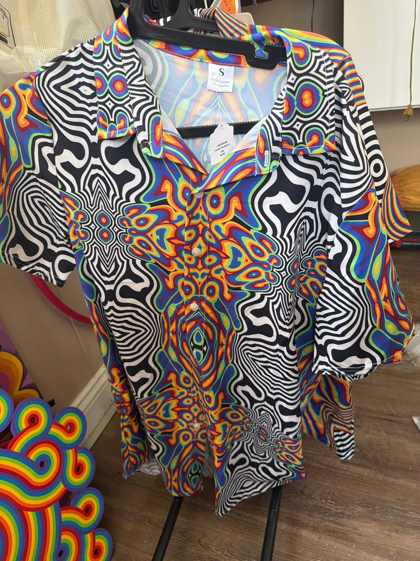 Rainbow road button up  - Small by Technocolor  (Apparel)
