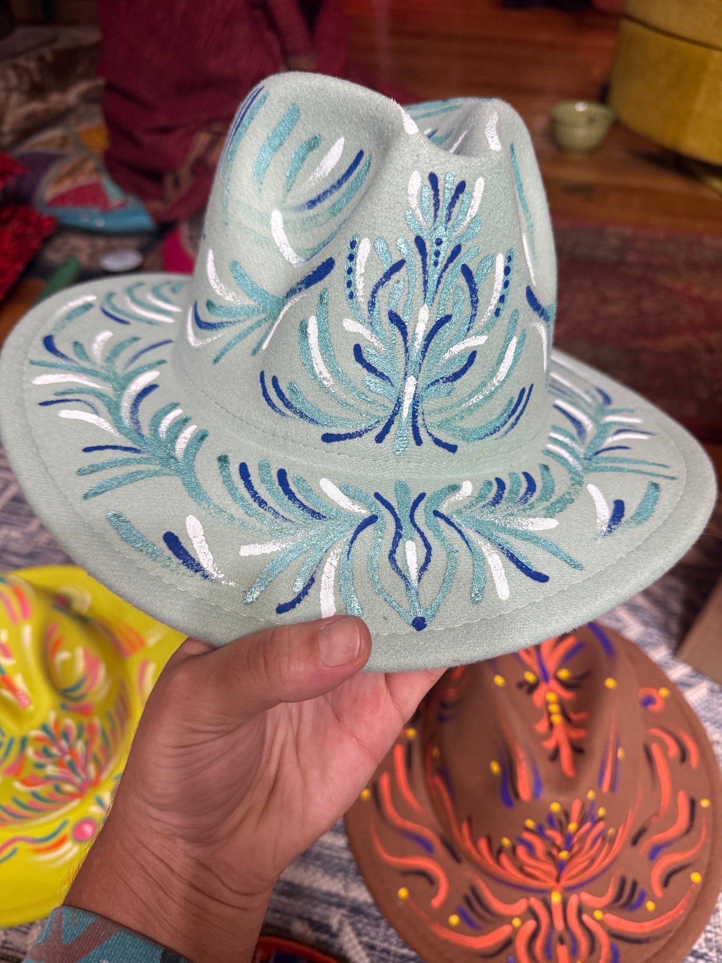 *Hand~painted fedora blue  - Medium by Spero Art (Apparel)