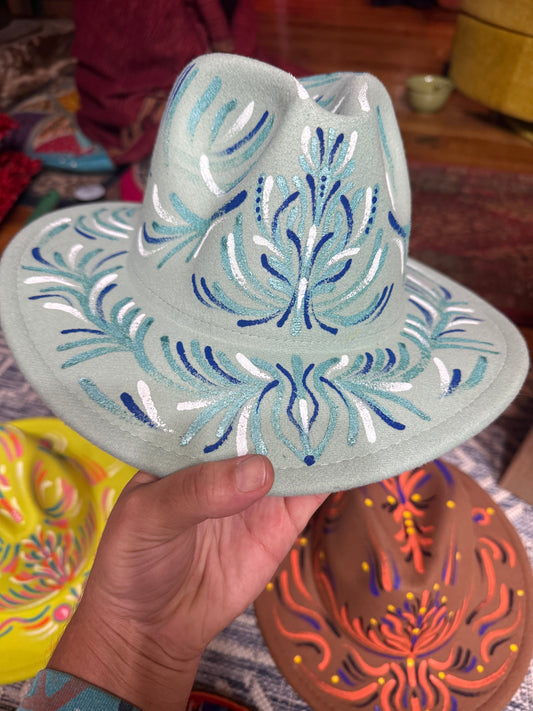 *Hand~painted fedora blue  - Medium by Spero Art (Apparel)
