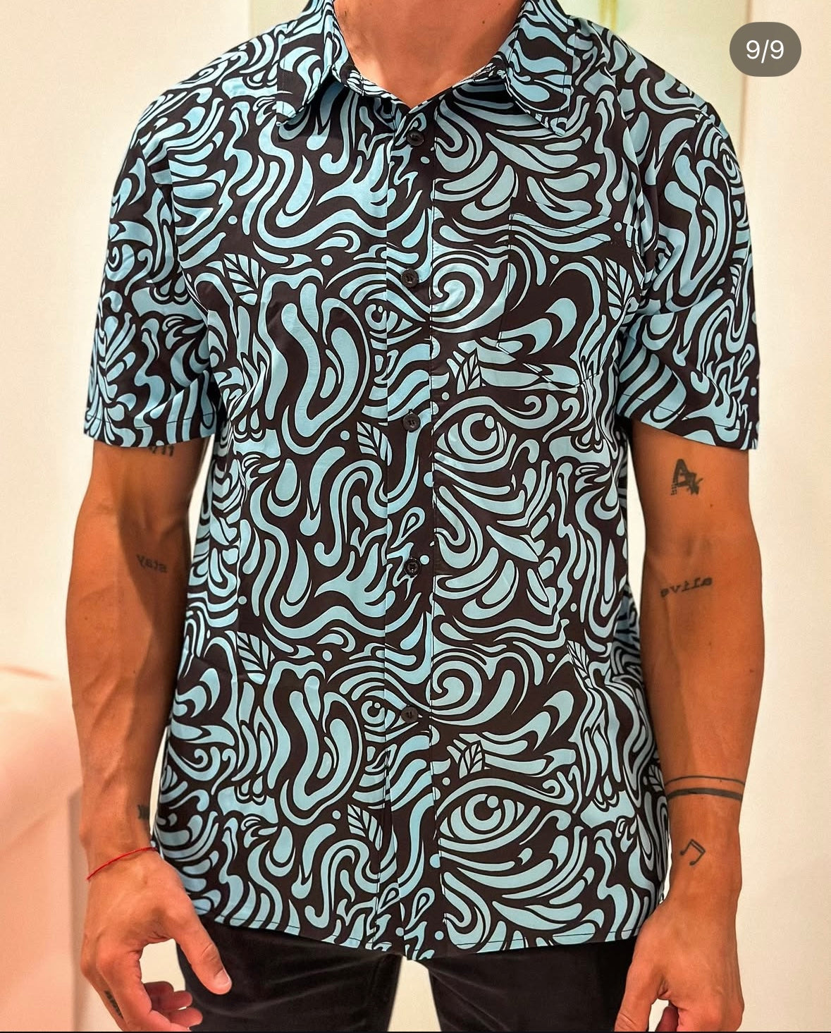 *Blue Eye Swirl Button Up Shirt - Medium by Chaya Av (Apparel)