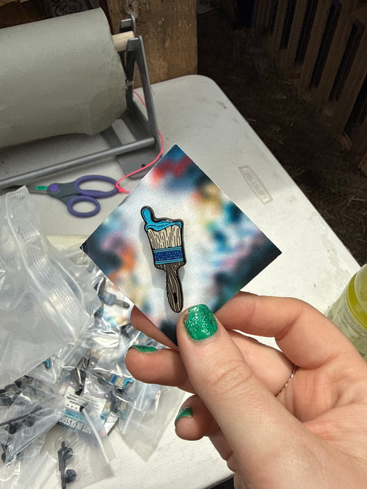 *Blue paintbrush pin - 1 x 1 by Art in Session (Accessory)