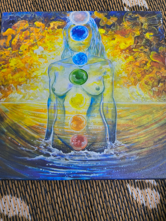 Chakra in body - 12 x 12 by Ania Amador (Canvas Print)
