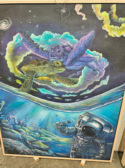 *Astronaut in Ocean - 60 x 48 by Ania Amador (Original)