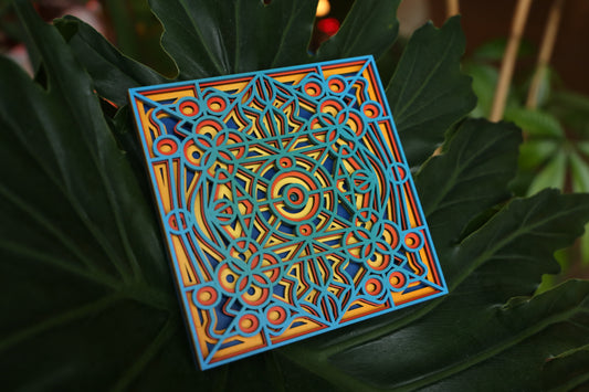 Celestial Mosaic - Golden Hour - 6 x 6 by Subloominal  (3D Sculpture)