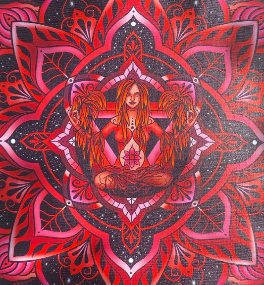 *Root chakra hexagon - 12 x 10 by Calypso (Canvas Print)